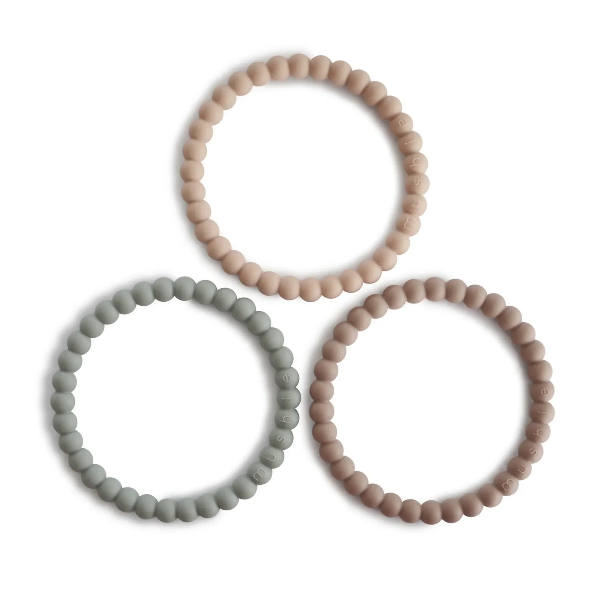Anneaux De Dentition*mushie 3 Bracelets de Dentition de Perles brunes