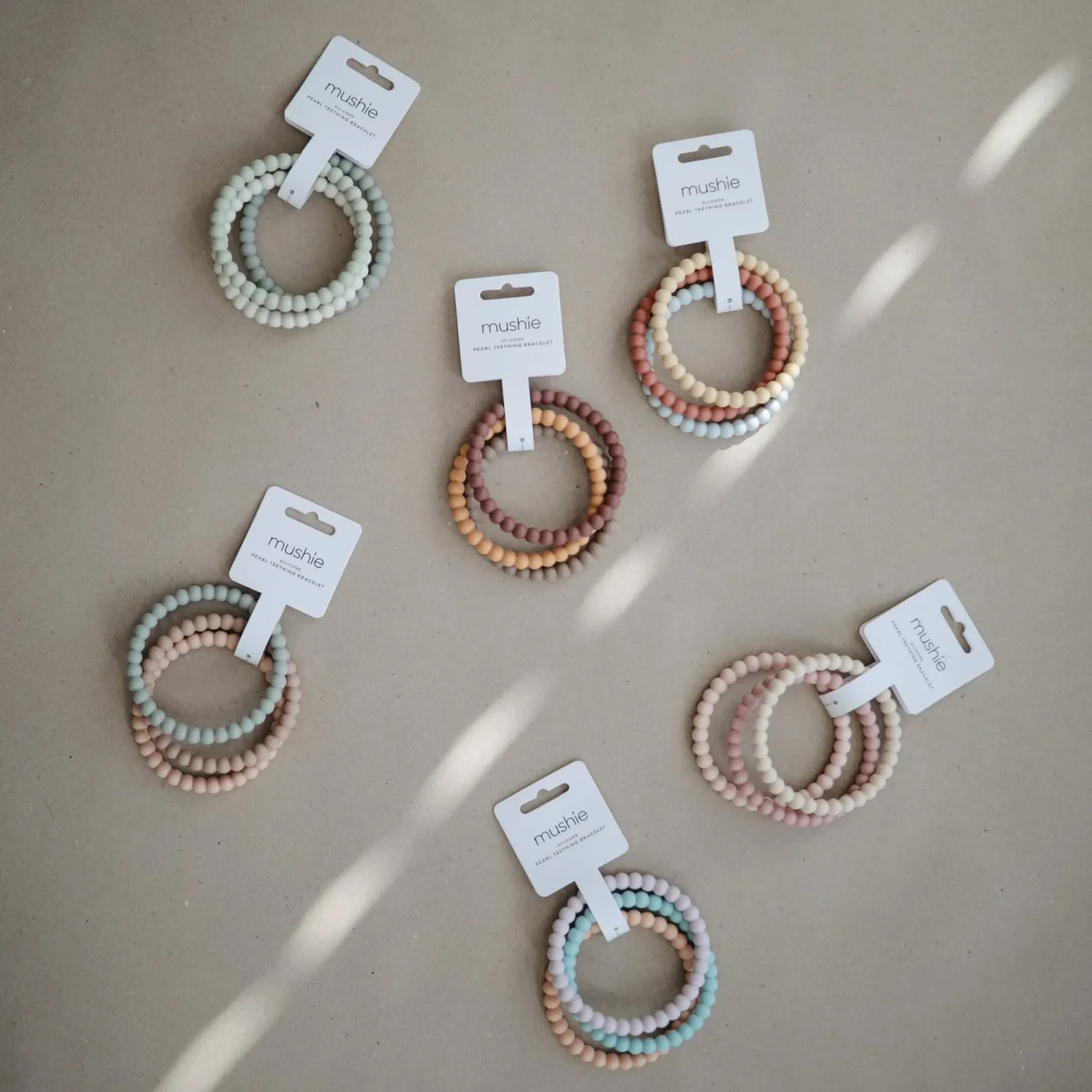 Anneaux De Dentition*mushie 3 Bracelets de Dentition de Perles brunes