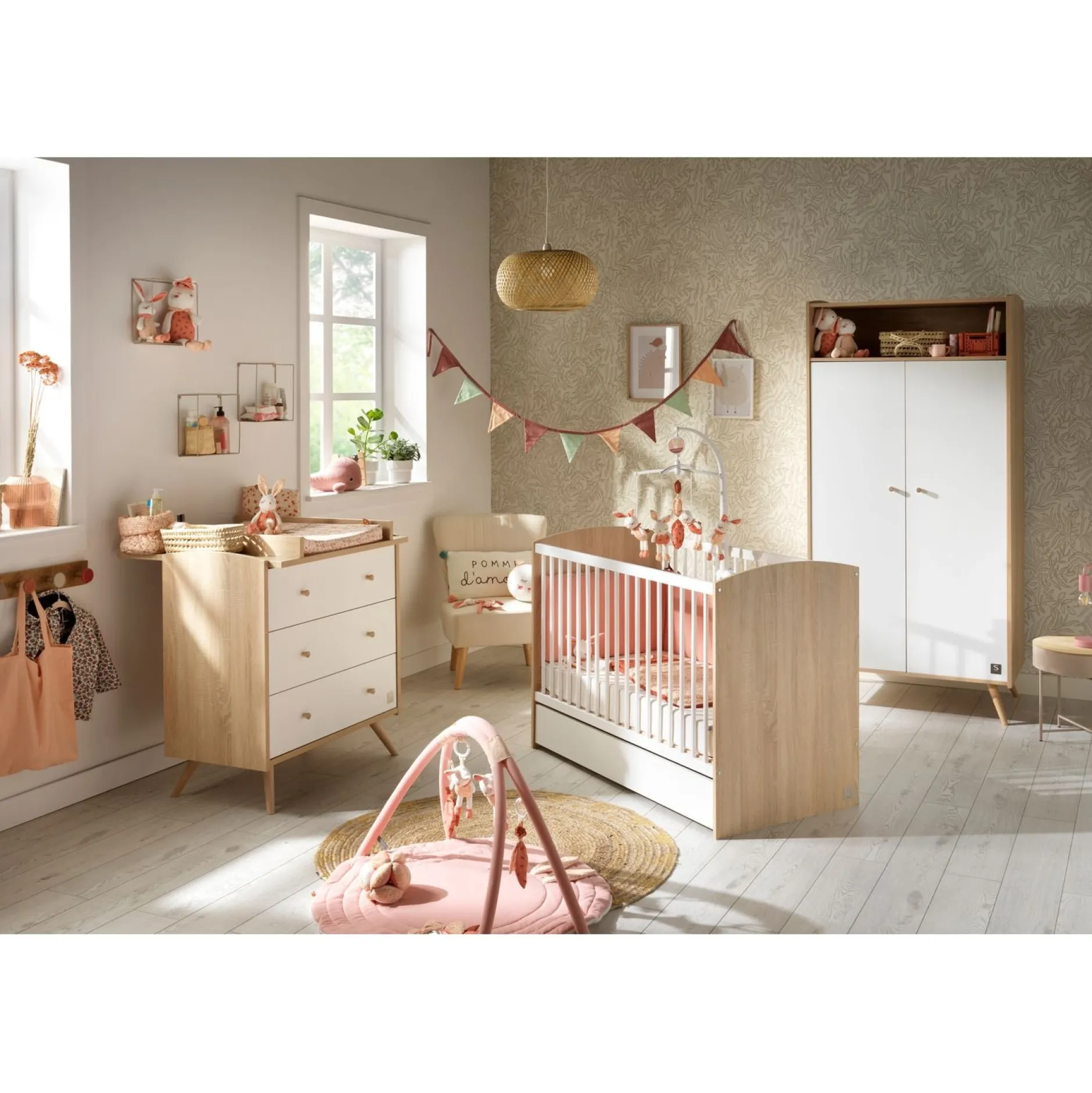 Armoires 2 Portes*Sauthon Baby's Sweet Home Access Armoire 2 portes 1 niche de Bois blanc