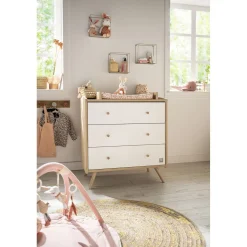 Commodes*Sauthon Baby's Sweet Home Access Commode 3 tiroirs de Bois blanc