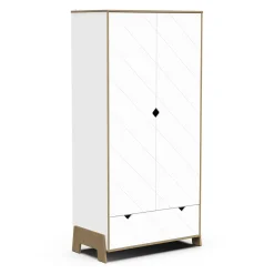 Armoires 2 Portes*CBA Meubles Albizia Armoire 2 portes + 1 tiroir de Blanc / chêne