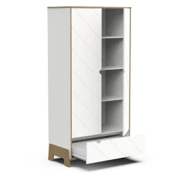 Armoires 2 Portes*CBA Meubles Albizia Armoire 2 portes + 1 tiroir de Blanc / chêne