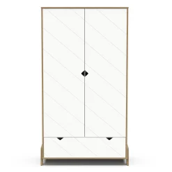 Armoires 2 Portes*CBA Meubles Albizia Armoire 2 portes + 1 tiroir de Blanc / chêne