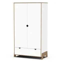 Armoires 2 Portes*CBA Meubles Albizia Armoire 2 portes + 1 tiroir de Blanc / chêne