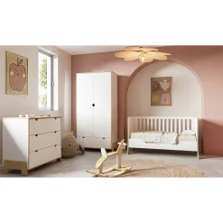 Armoires 2 Portes*CBA Meubles Albizia Armoire 2 portes + 1 tiroir de Blanc / chêne