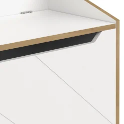 Commodes*CBA Meubles Albizia Coffre à jouets / banc de Blanc / chêne