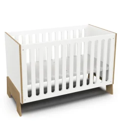 Lits 60X120 Non Évolutifs*CBA Meubles Albizia Lit bébé 60 x 120 cm de Blanc / chêne