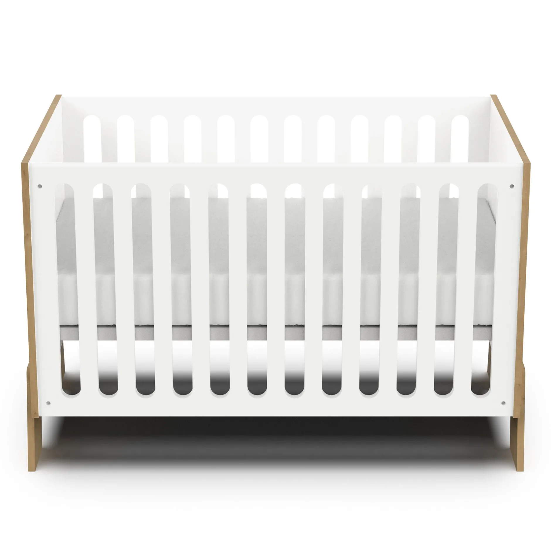 Lits 60X120 Non Évolutifs*CBA Meubles Albizia Lit bébé 60 x 120 cm de Blanc / chêne