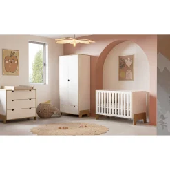 Lits 60X120 Non Évolutifs*CBA Meubles Albizia Lit bébé 60 x 120 cm de Blanc / chêne