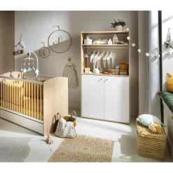 Armoires 2 Portes*Sauthon Baby's Sweet Home Alice Armoire dressing de Blanc et bois