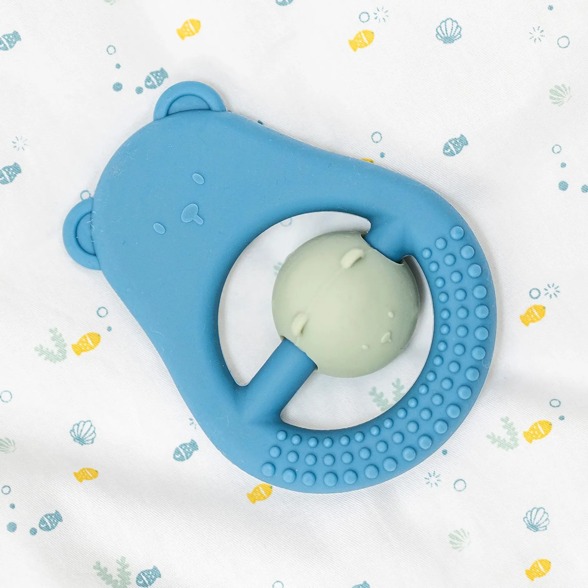 Anneaux De Dentition*Nattou Anneau de Dentition Maman et Enfant en silicone 15 cm de Bleu