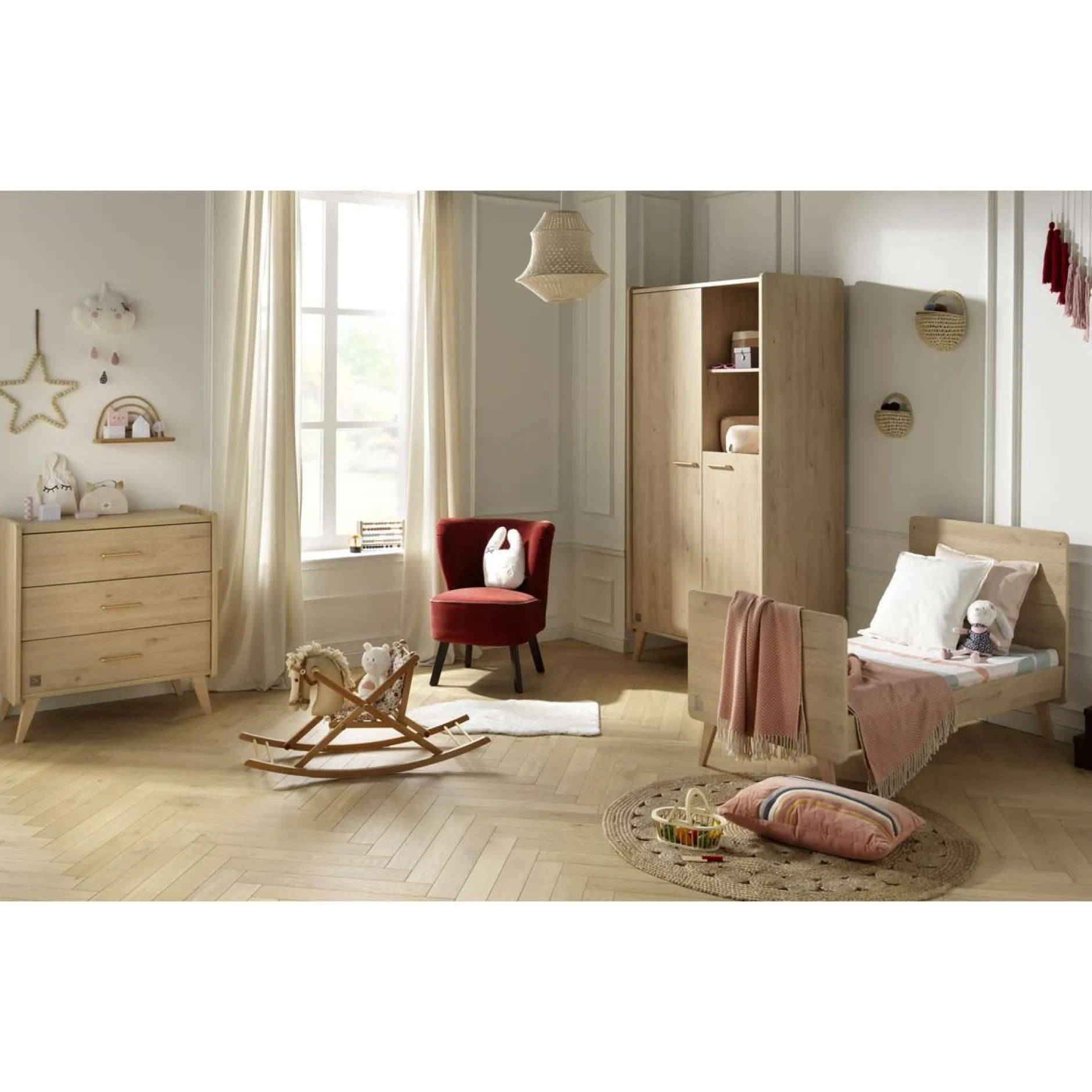 Lits 70X140 Évolutifs*Sauthon Baby's Sweet Home Arty Lit évolutif 70 x 140 cm de Chêne suave