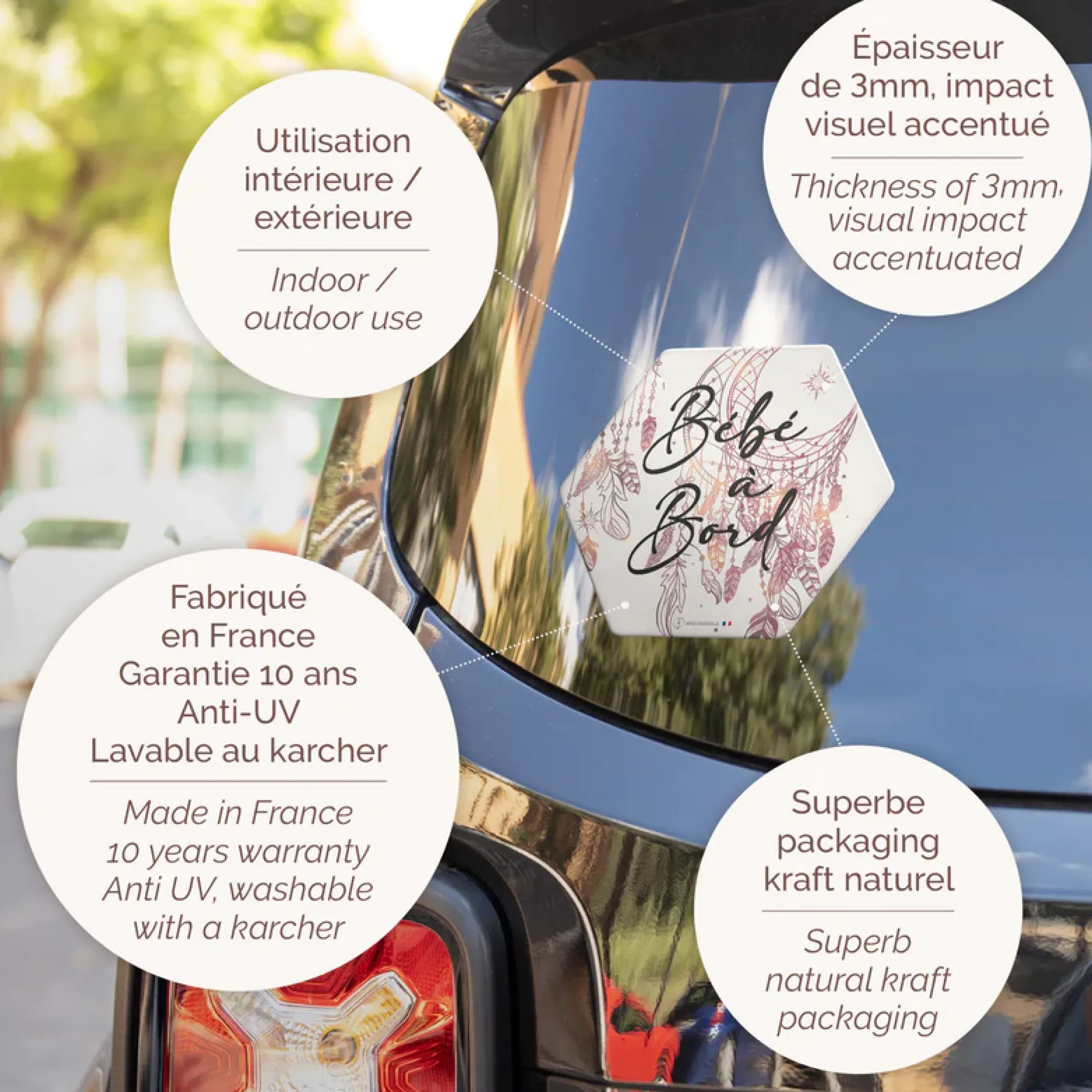 Signalisation|Tout Pour Vos Trajets*Irréversible Autocollant bébé à bord de Attrape rêve