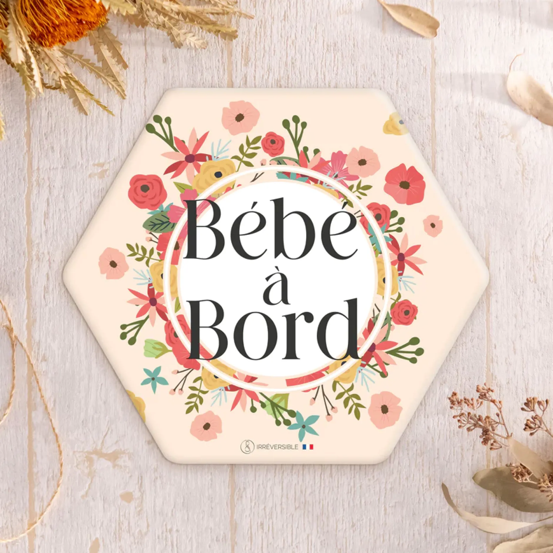 Signalisation|Tout Pour Vos Trajets*Irréversible Autocollant bébé à bord de Fleurs