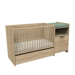 Ensembles Évolutifs*Sauthon Baby's Sweet Home Azur Lit combiné transformable de Chêne doré