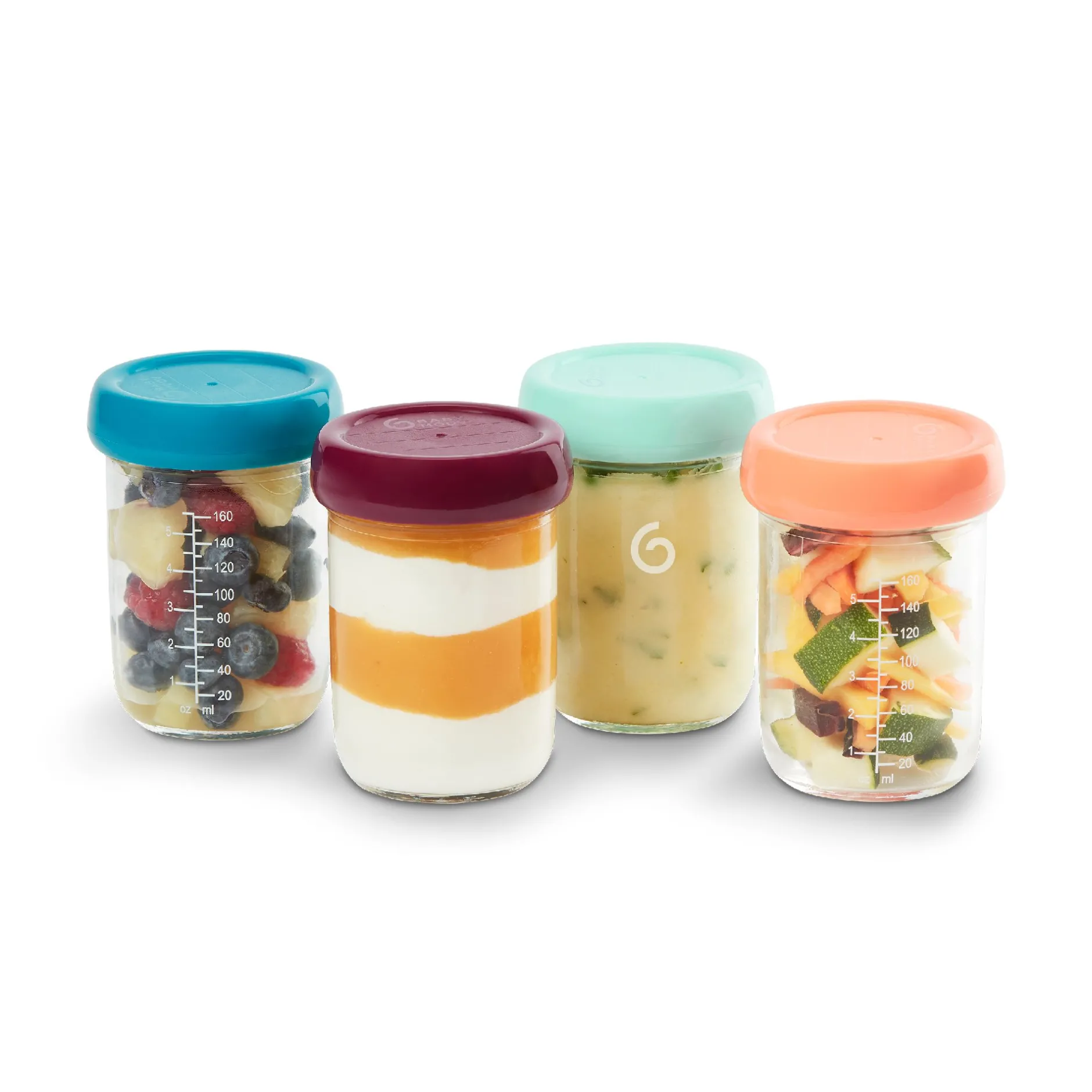 Pots*Babymoov Babybols 4 Pots de Conservation en Verre 220 ml de Multicolore
