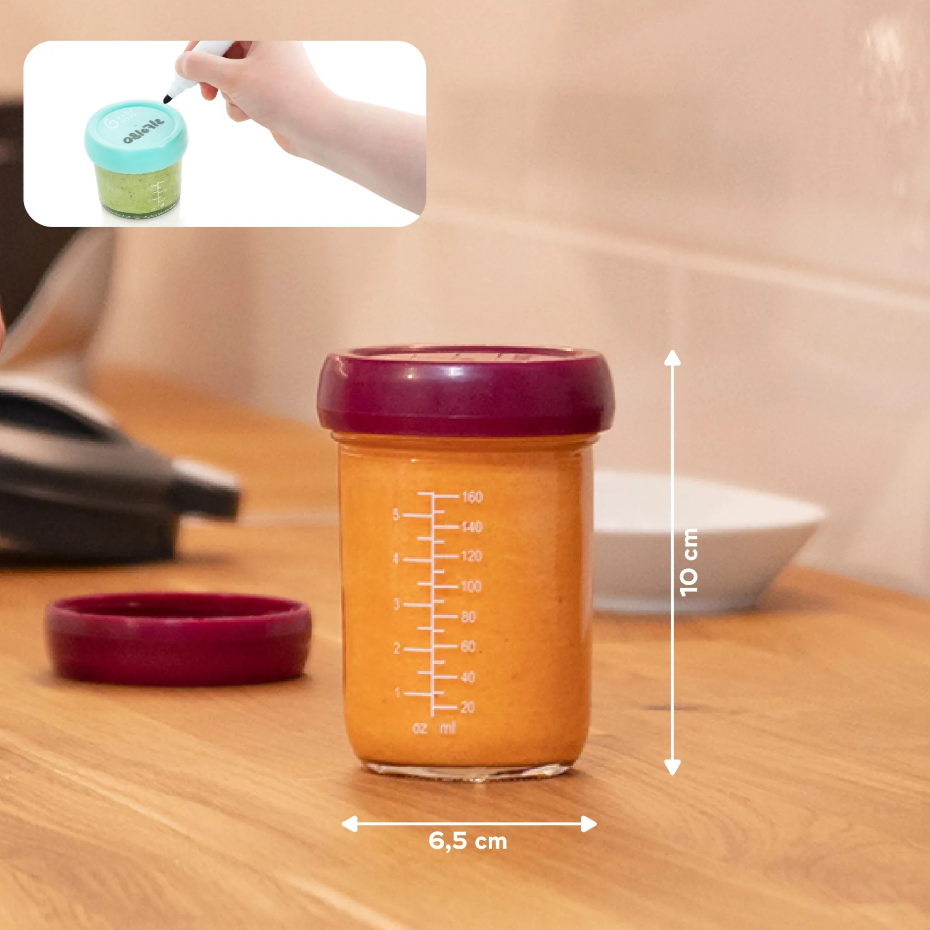 Pots*Babymoov Babybols 4 Pots de Conservation en Verre 220 ml de Multicolore