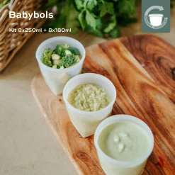 Pots*Babymoov Babybols Bisourcés Pots de Conservation 8 x 180 ml + 8 x 250 ml de