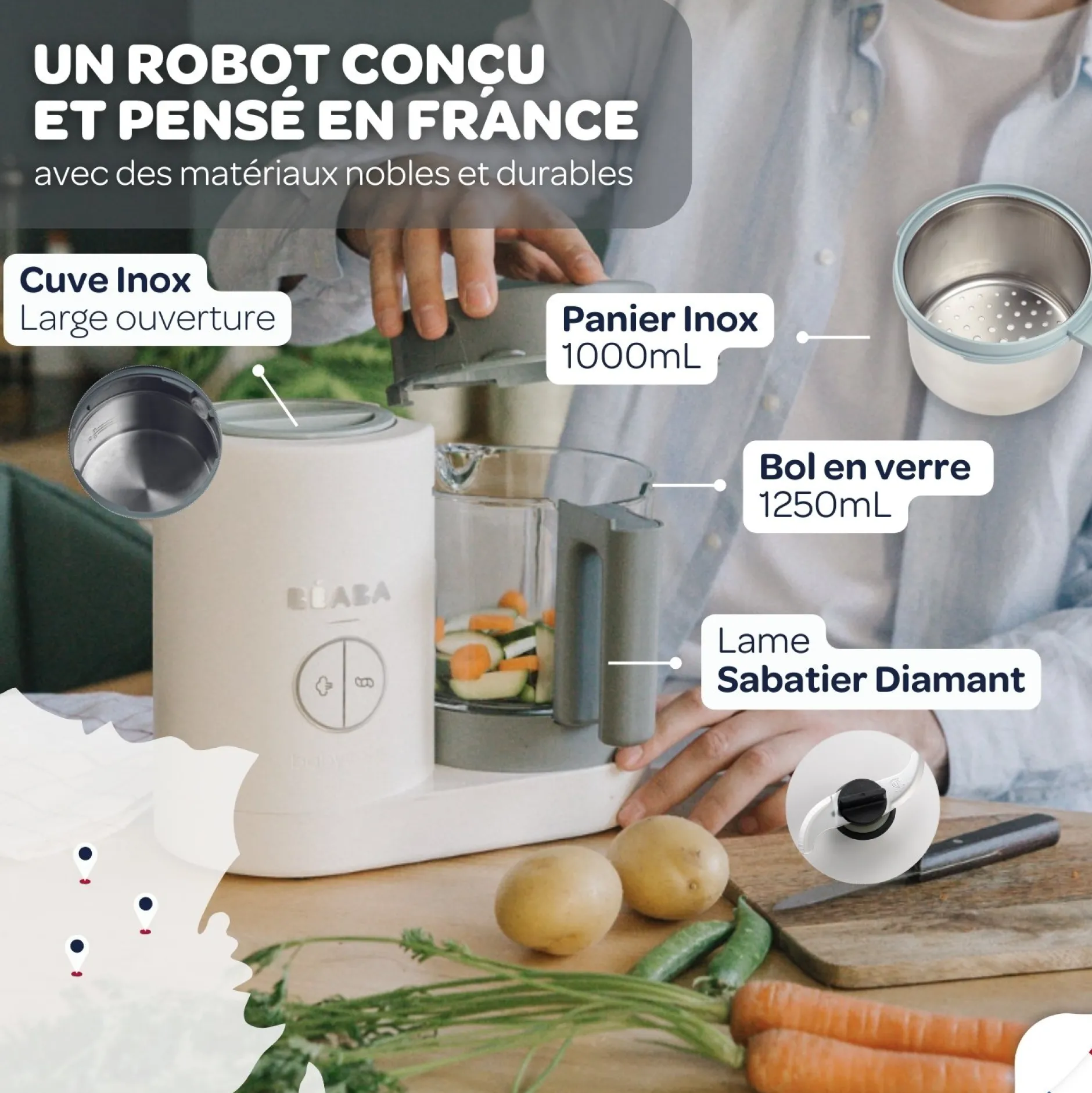 Cuiseurs Et Mixeurs*Béaba Babycook Néo Robot Bébé 6 en 1 de grey-white