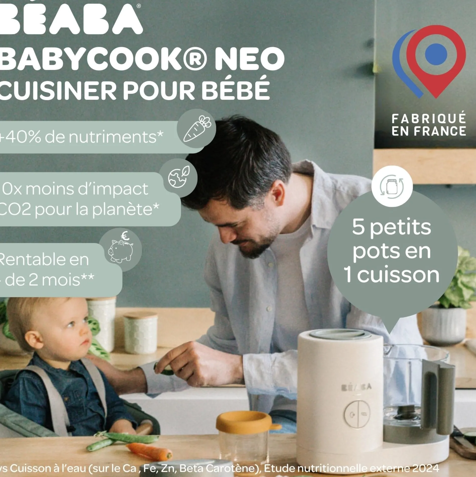 Cuiseurs Et Mixeurs*Béaba Babycook Néo Robot Bébé 6 en 1 de grey-white