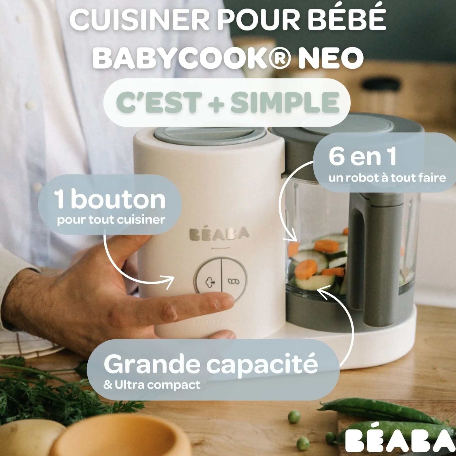 Cuiseurs Et Mixeurs*Béaba Babycook Néo Robot Bébé 6 en 1 de grey-white