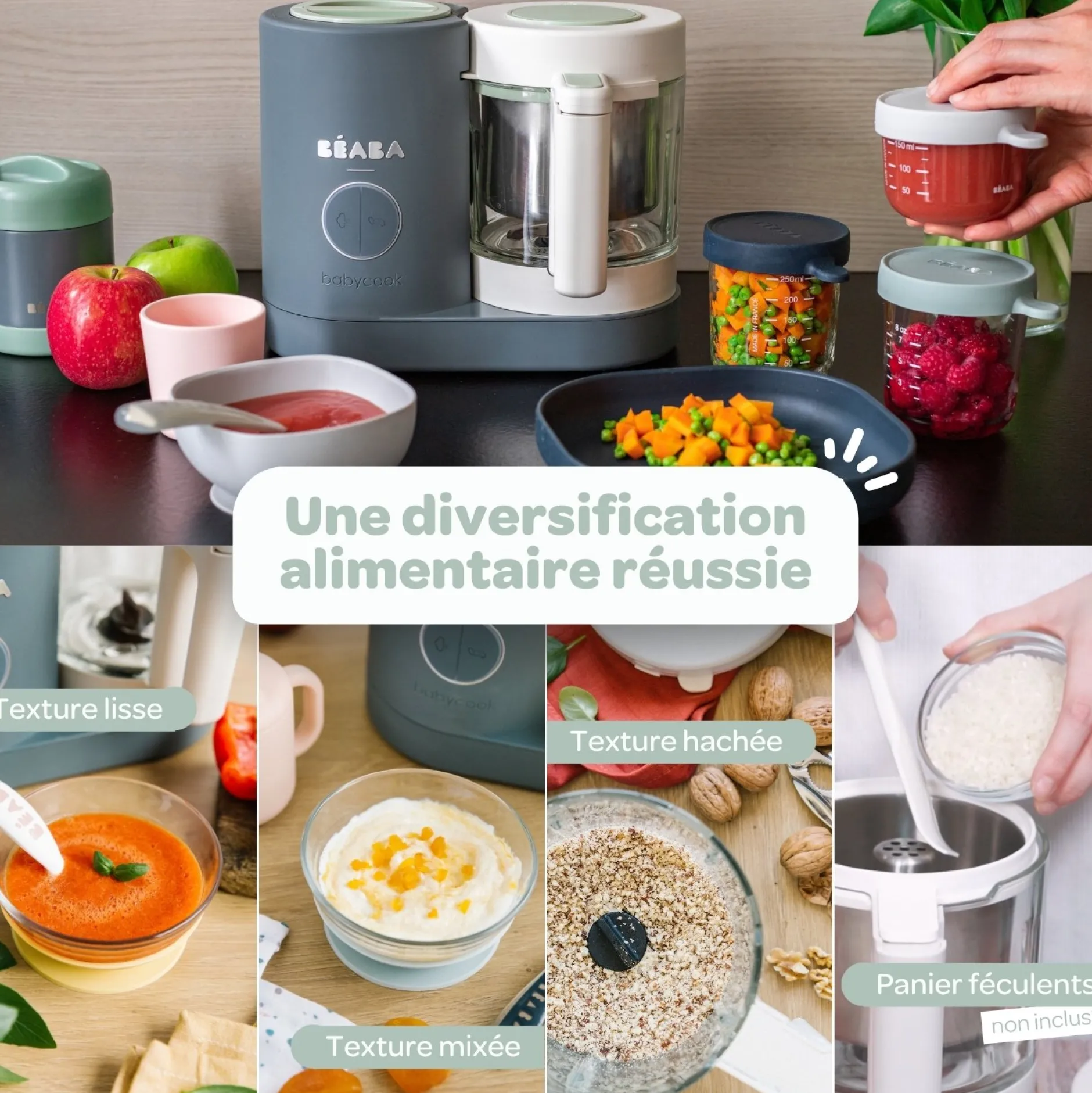 Cuiseurs Et Mixeurs*Béaba Babycook Néo Robot Bébé 6 en 1 de Mineral Grey