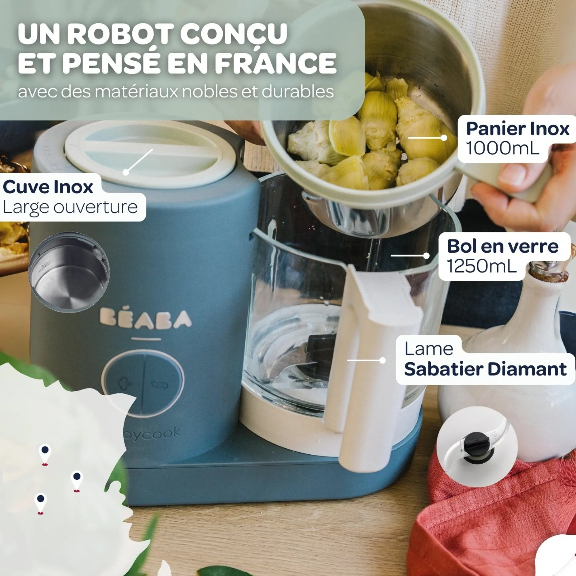 Cuiseurs Et Mixeurs*Béaba Babycook Néo Robot Bébé 6 en 1 de Mineral Grey