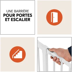 Barrières De Porte Et Escalier|Barrières De Porte*Hauck Barrière de sécurité fermeture manuelle de Blanc
