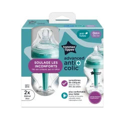 Biberons Pp (Polypropylène)*Tommee Tippee Biberon anti-colique avancé Lot de 2 260 ml de Transparent