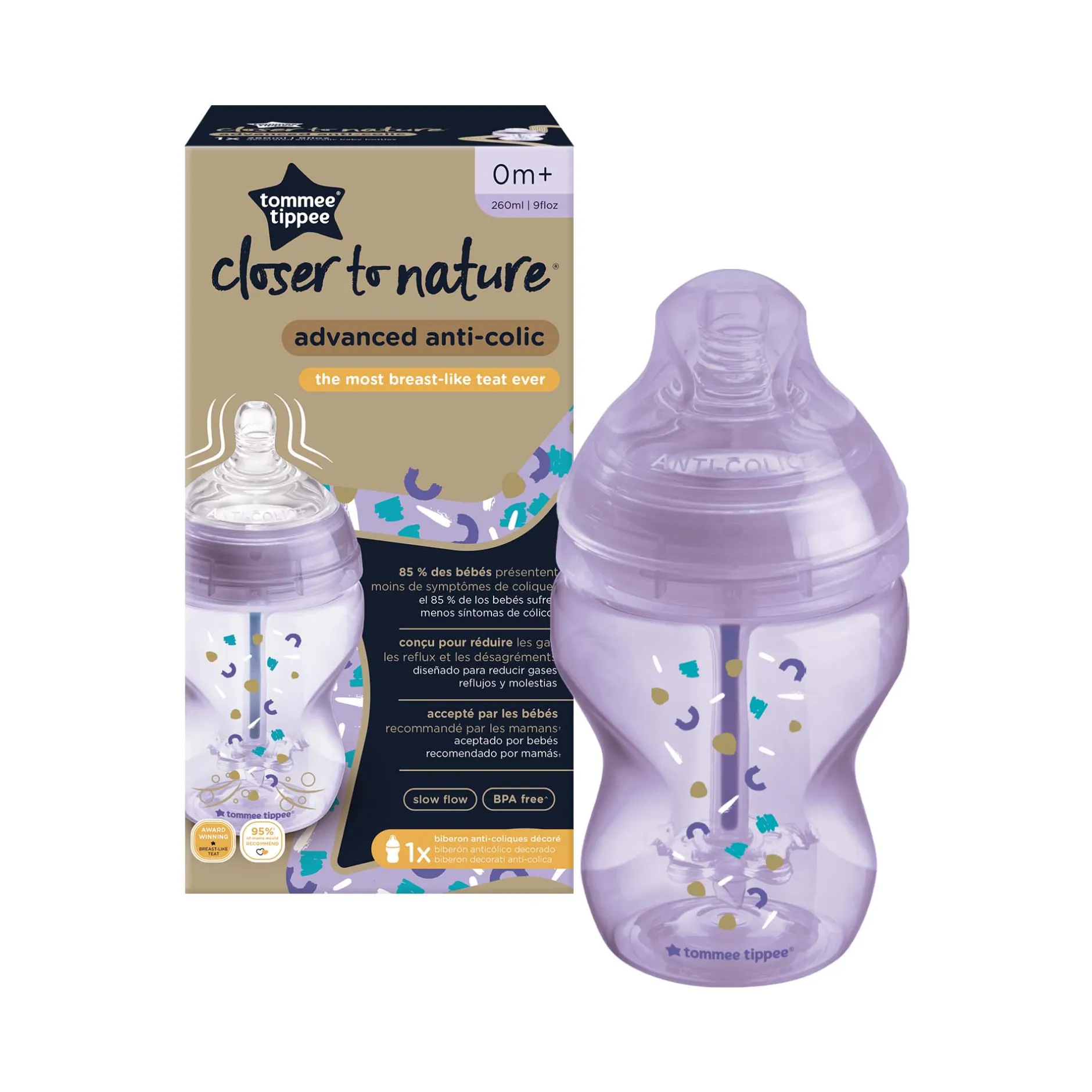 Biberons Pp (Polypropylène)*Tommee Tippee Biberon anti-colique avancé x1 260 ml de Rose