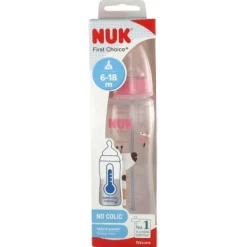 Biberons Pp (Polypropylène)*Nuk Biberon First Choice+ Temp Control Silicone 360 ml de Rose clair
