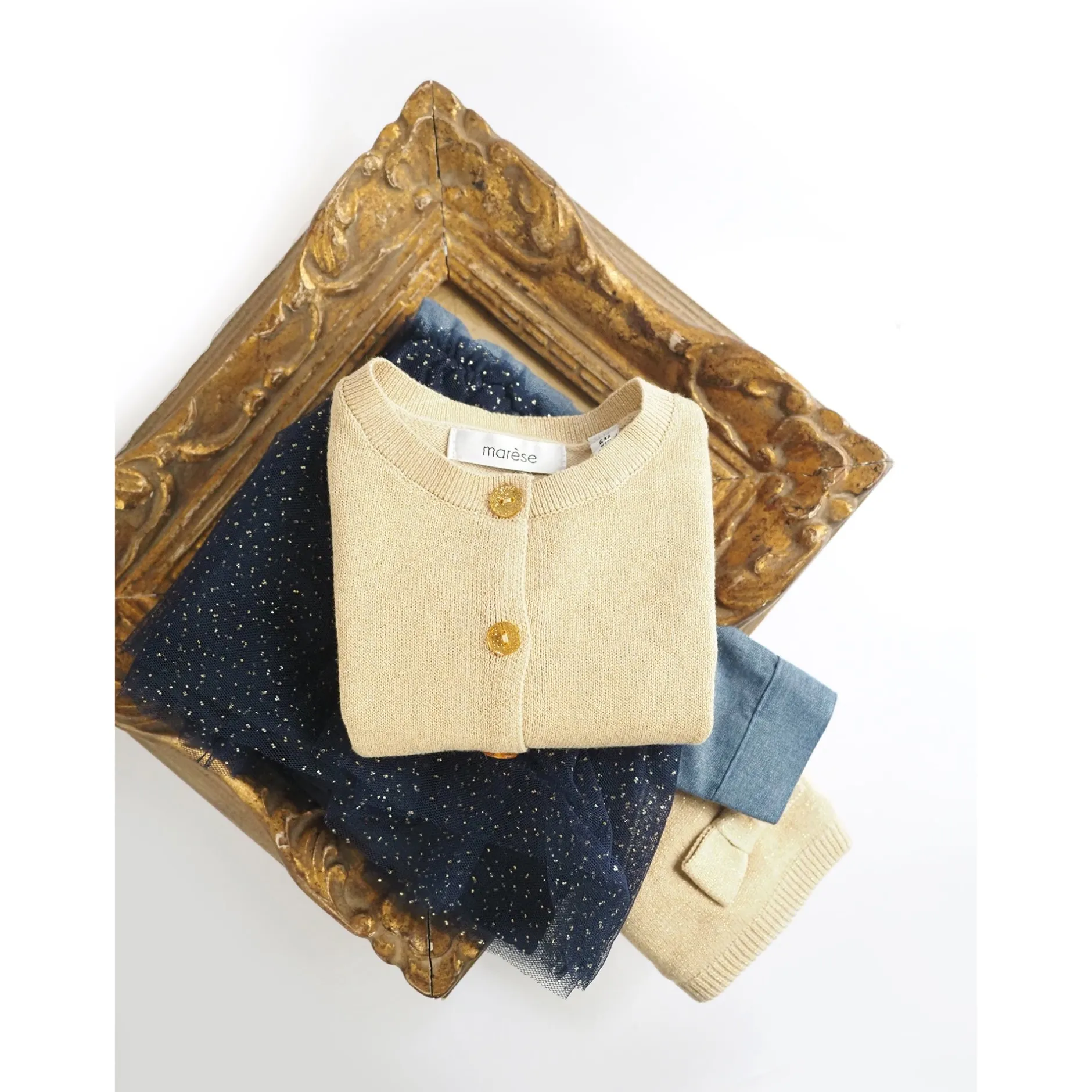 Gilets, Pulls, Cardigans*Marèse Bleu Ballerine Cardigan en tricot de Glitter Gold Bastille