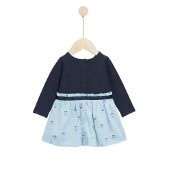 Robes, Jupes*Marèse Bleu Ballerine Robe manches longues bi-matière de Print Luxembourg