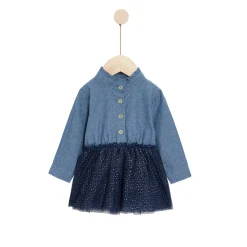 Robes, Jupes*Marèse Bleu Ballerine Robe manches longues bi-matière de Blue Bastille