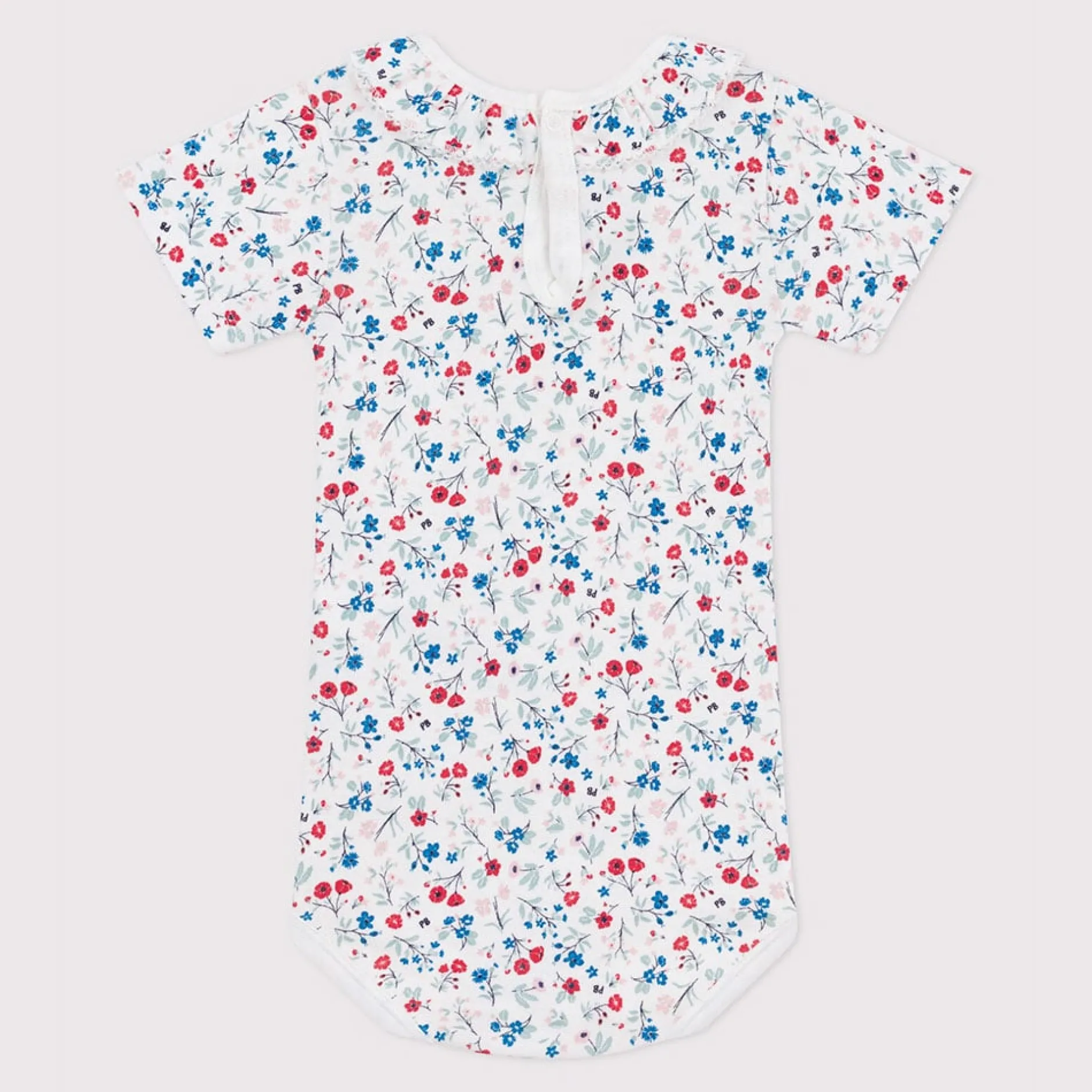 Bodies*Petit Bateau Body à manches courtes en coton imprimé fleuri de Blanc Marshmallow