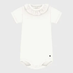 Bodies*Petit Bateau Body à manches courtes et collerette de Marshmallow