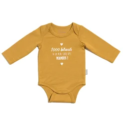 Bodies|Bodies*P'tit bisou Body Annonce Manches Longues Mamie de Jaune Curcuma