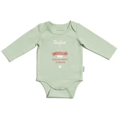 Bodies|Bodies*P'tit bisou Body Annonce Manches Longues Tonton de Vert Cloud