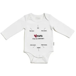 Bodies|Bodies*P'tit bisou Body Annonce Manches Longues Papa de Écru Lys