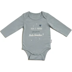Bodies*P'tit bisou Body Annonce Manches Longues Papa & Maman de Bleu Sky Powder