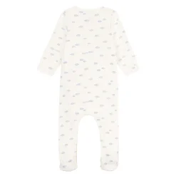 Bodies|Bodies*Petit Bateau Bodyjama nuages en tubique de Blanc Marshmallow/Blanc Multico
