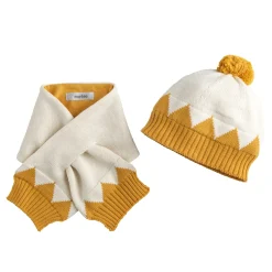 Chapeaux, Bonnets, Écharpes*Marèse Bonnet + écharpe Safran et cie de Blanc/Jaune