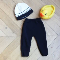 Bonnets, Moufles, Chaussons|Vêtements Naissance*La Manufacture de Layette Bonnet revers Petits Marins 1 mois de Ecru/Marine