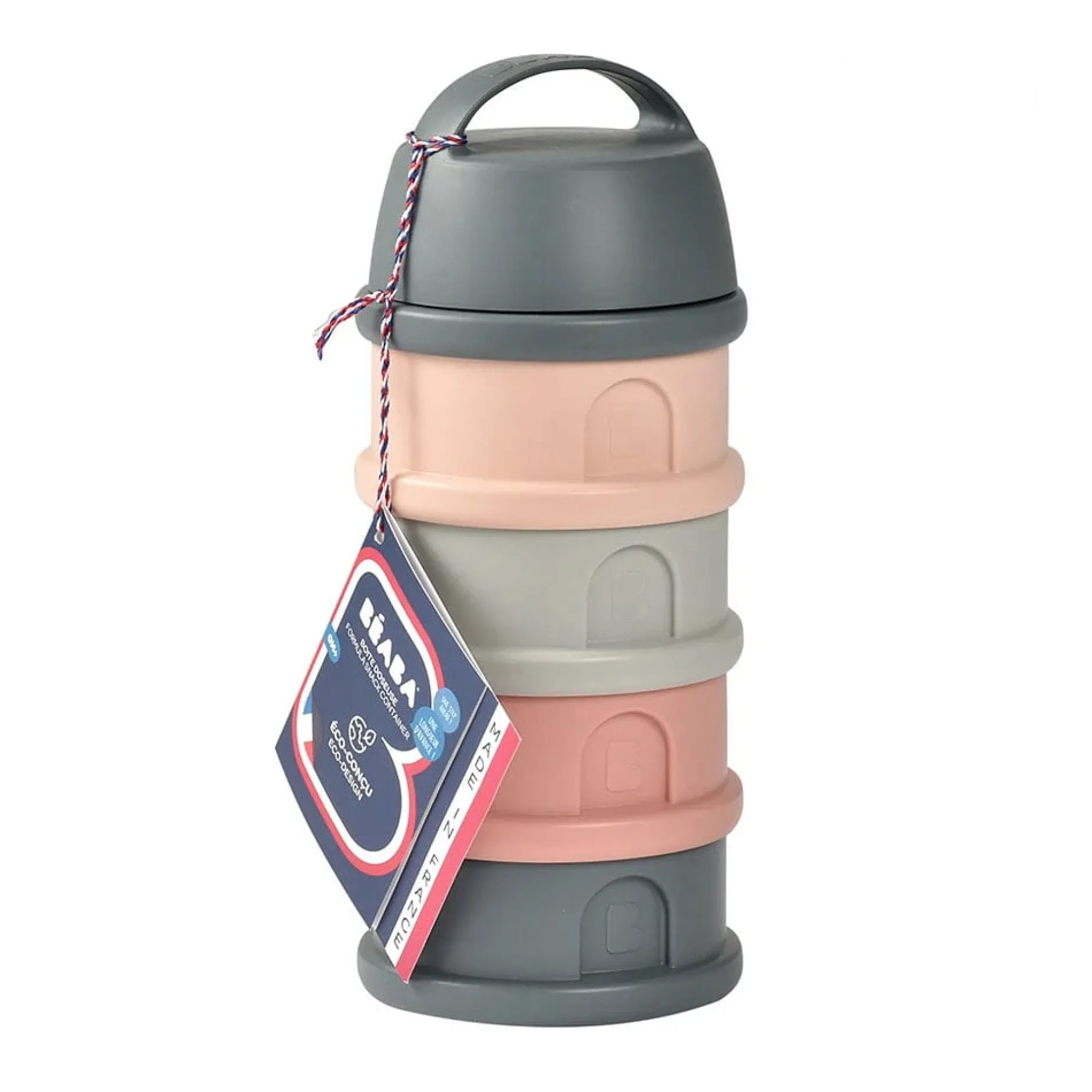 Doseurs*Béaba Boîte Doseuse 4 compartiments de Mineral Grey/Pink