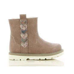 Chaussures Fille|Chaussettes, Collants, Chaussons*P'tit Bisou premiers pas Bottines cœurs 21 de Vieux rose