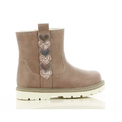 Chaussures Fille|Chaussettes, Collants, Chaussons*P'tit Bisou premiers pas Bottines cœurs 21 de Vieux rose