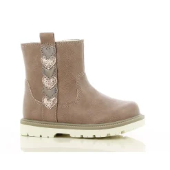 Chaussures Fille|Chaussettes, Collants, Chaussons*P'tit Bisou premiers pas Bottines cœurs 21 de Vieux rose