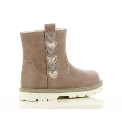 Chaussures Fille|Chaussettes, Collants, Chaussons*P'tit Bisou premiers pas Bottines cœurs 21 de Vieux rose