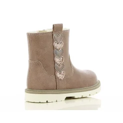 Chaussures Fille|Chaussettes, Collants, Chaussons*P'tit Bisou premiers pas Bottines cœurs 21 de Vieux rose