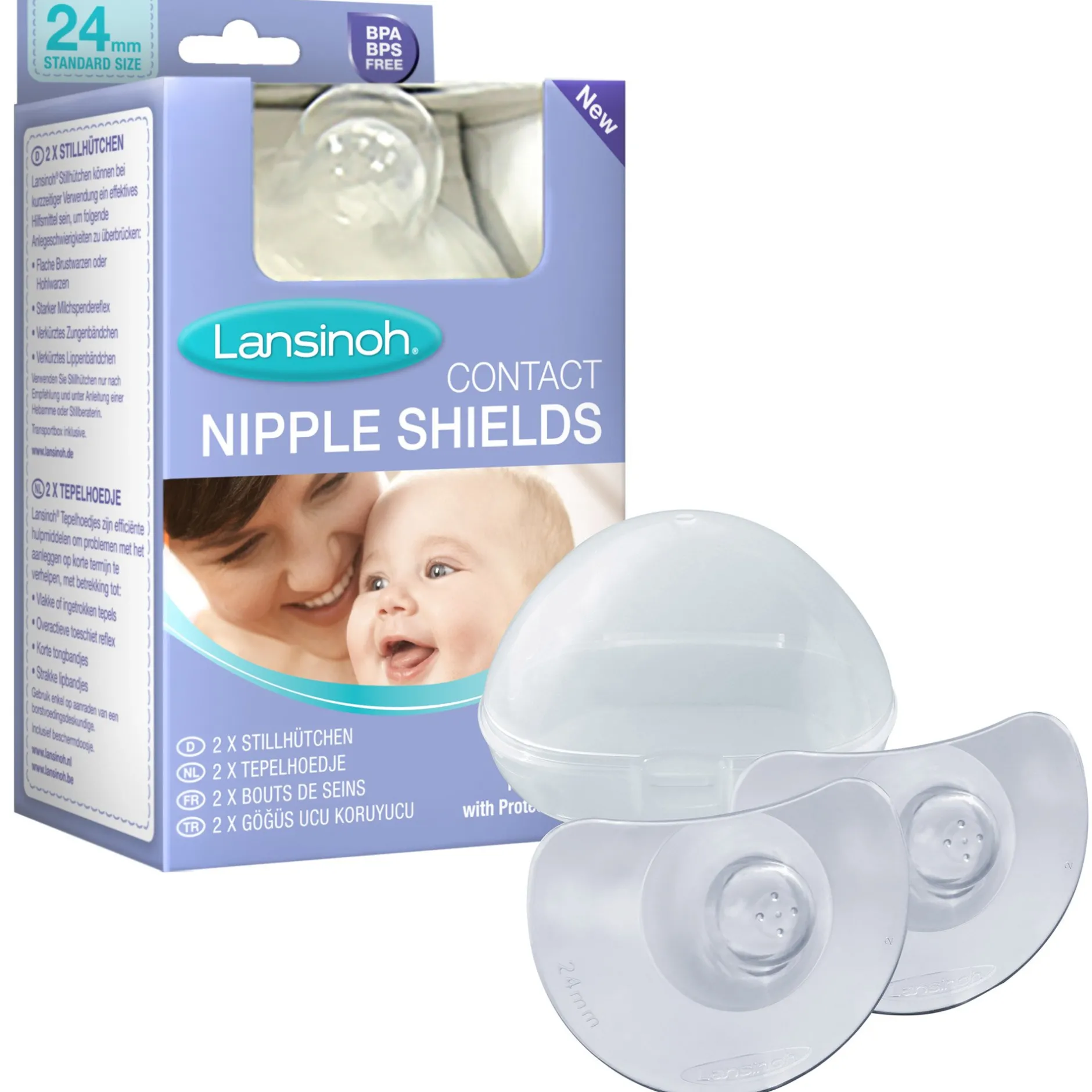 Accessoires De Soin Allaitement*Lansinoh Bouts de sein x2 + étui de protection T2 de Transparent